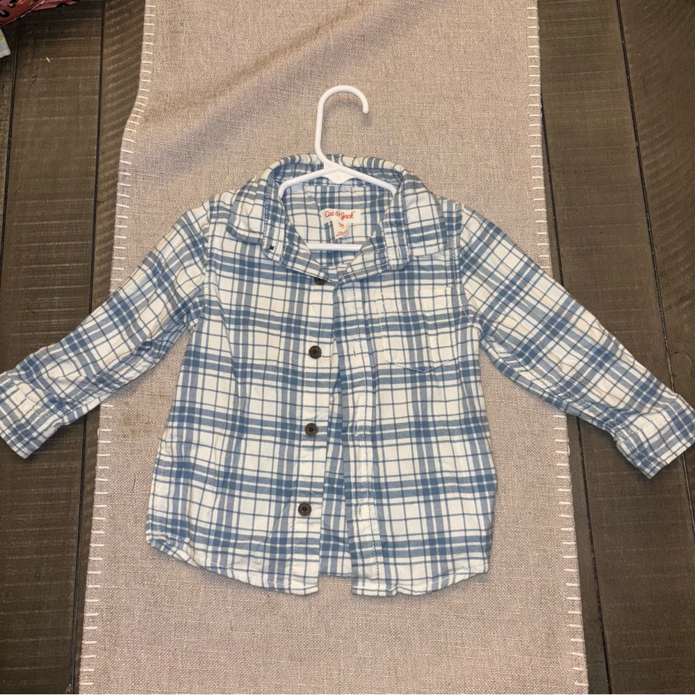Cat & Jack Plaid Blue Toddler Flannel Shirt